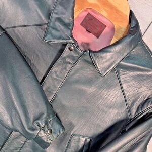 The Olde Hide House Leather Jacket Men's Size XL Green Heavy‎ Detroit Style - 46
